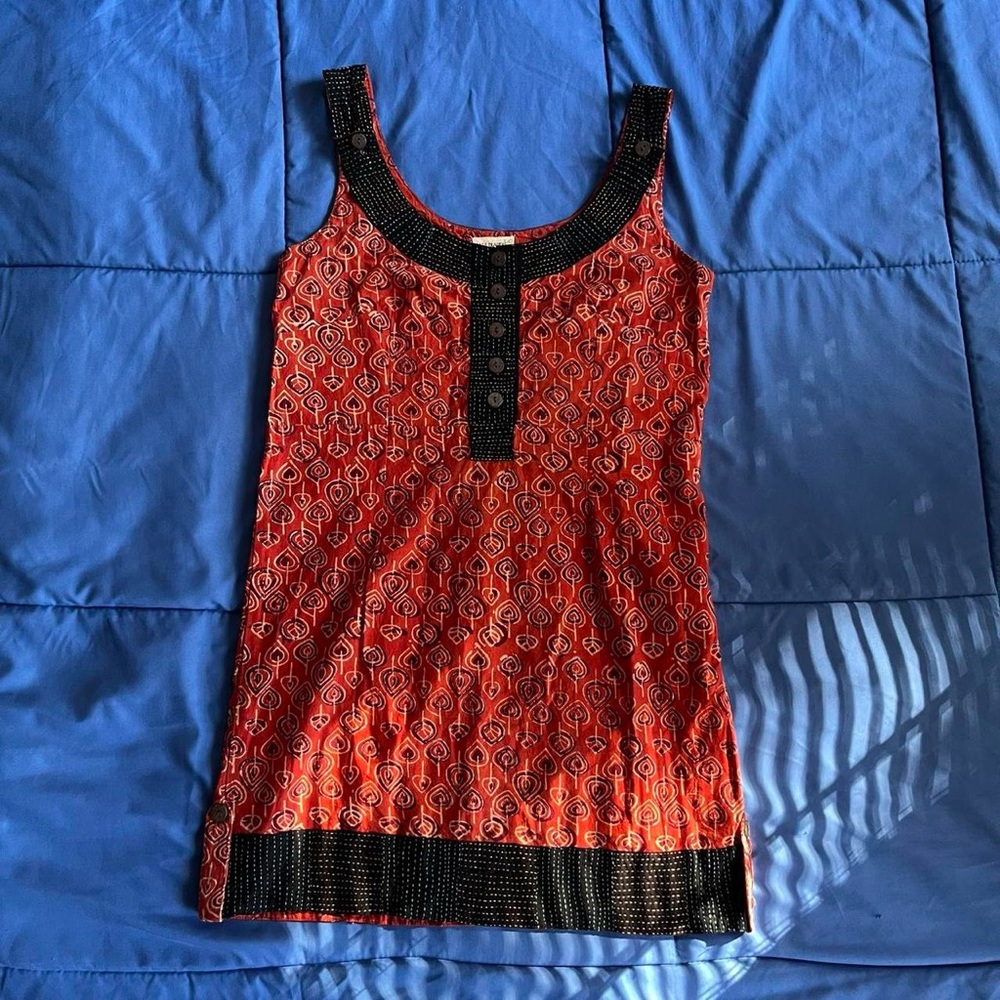 Mata Traders Red and Black Mini Dress
